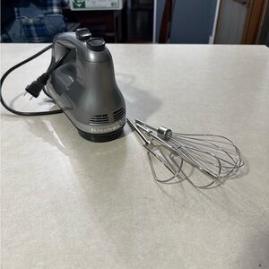 KitchenAid Silver Hand Mixer with Whisk Attachments